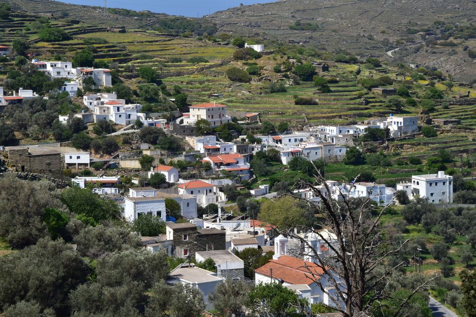 Evening walk Aidonia Korthi villages Andros Greece